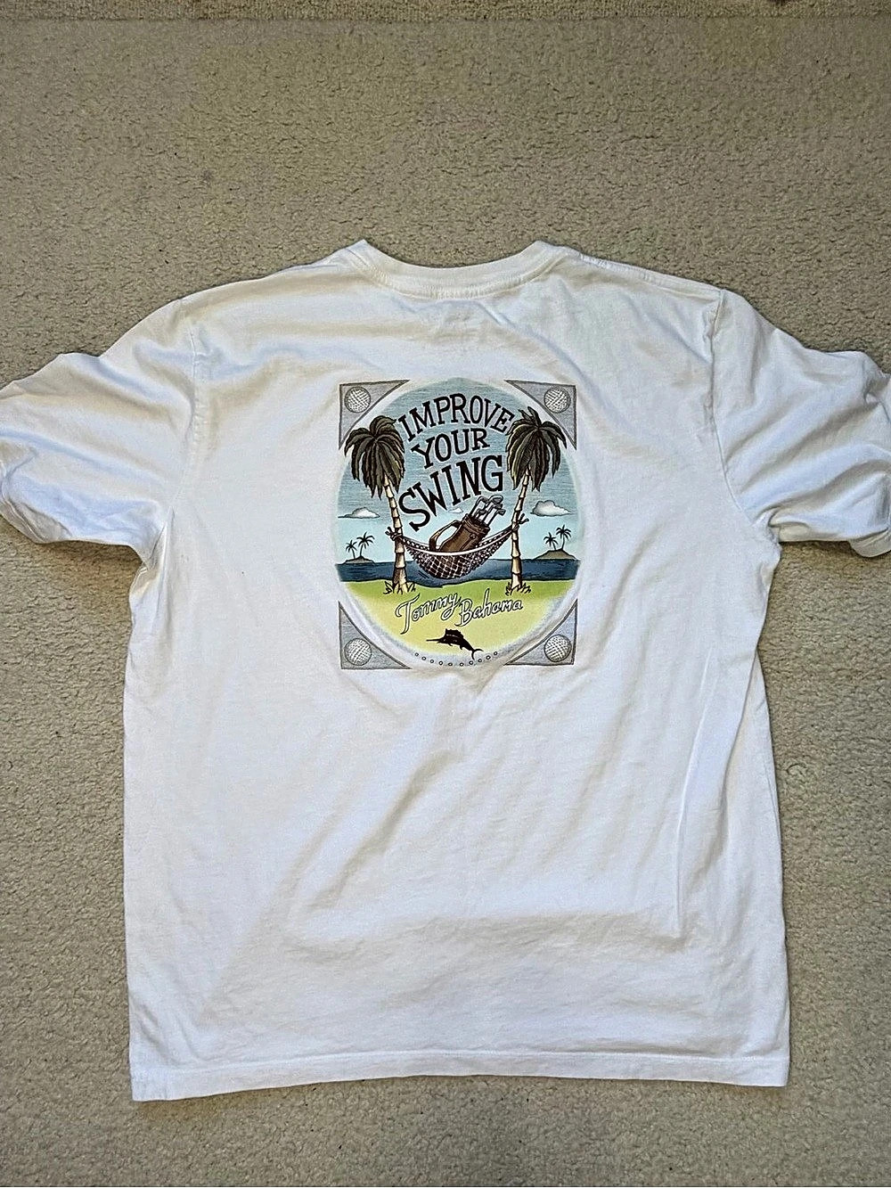 Tommy Bahama Improve Your Swing Graphic Tee White Large
